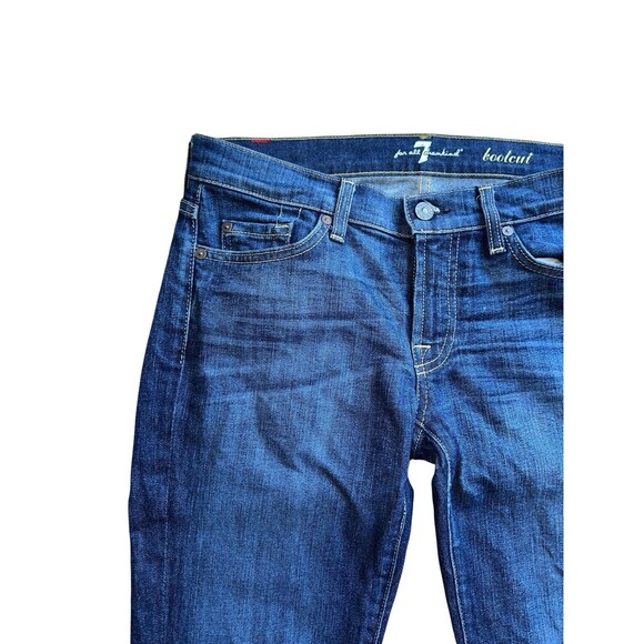 7 For All Mankind Jeans Womens W28 Dark Blue Bootcut Stretch Designer Denim - Picture 8 of 16